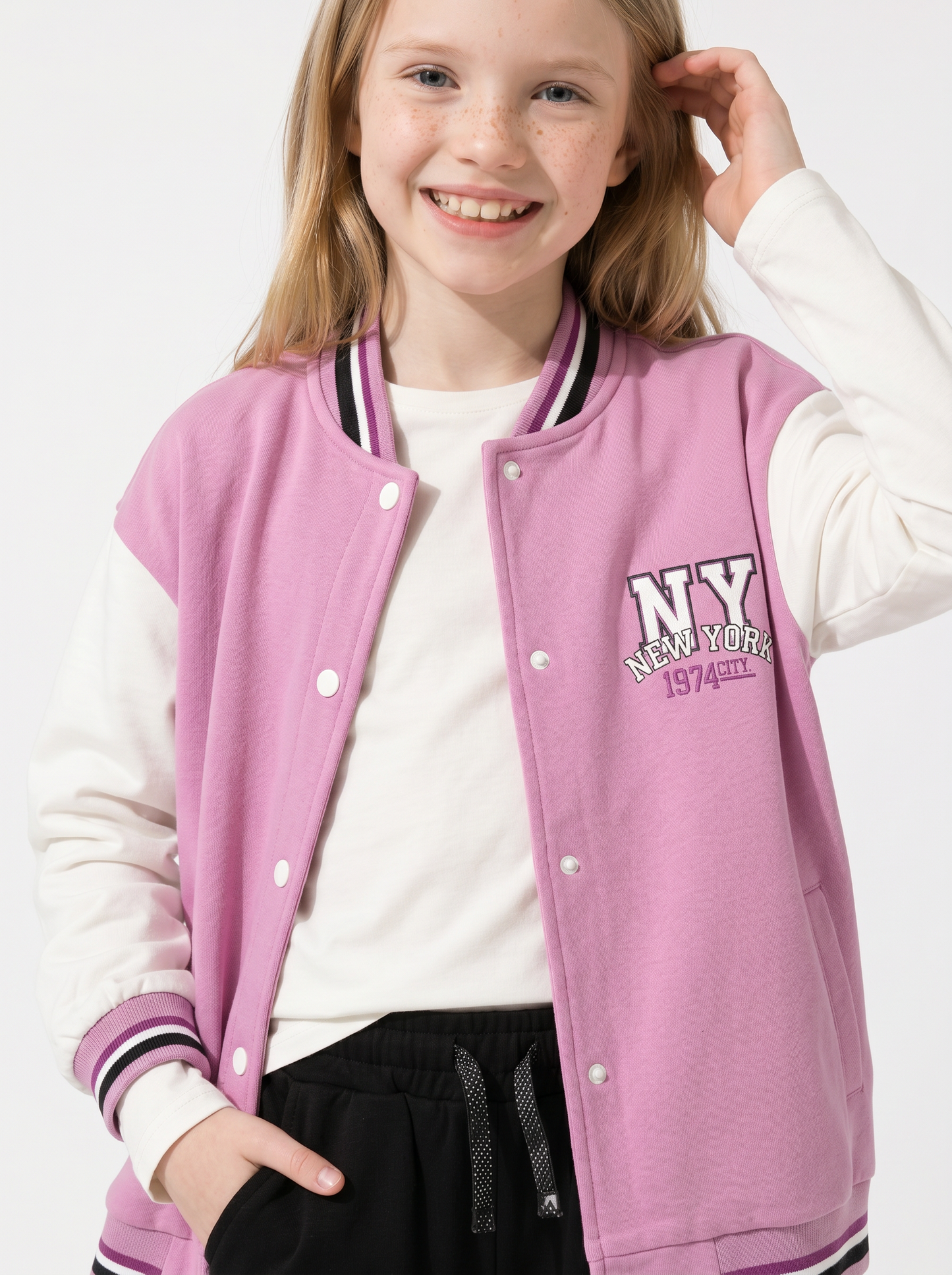 College style teddy hoodie - Pink