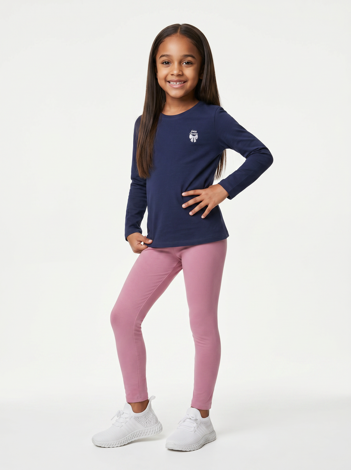 Leggings basico elasticizzato per bambina - Viola malva