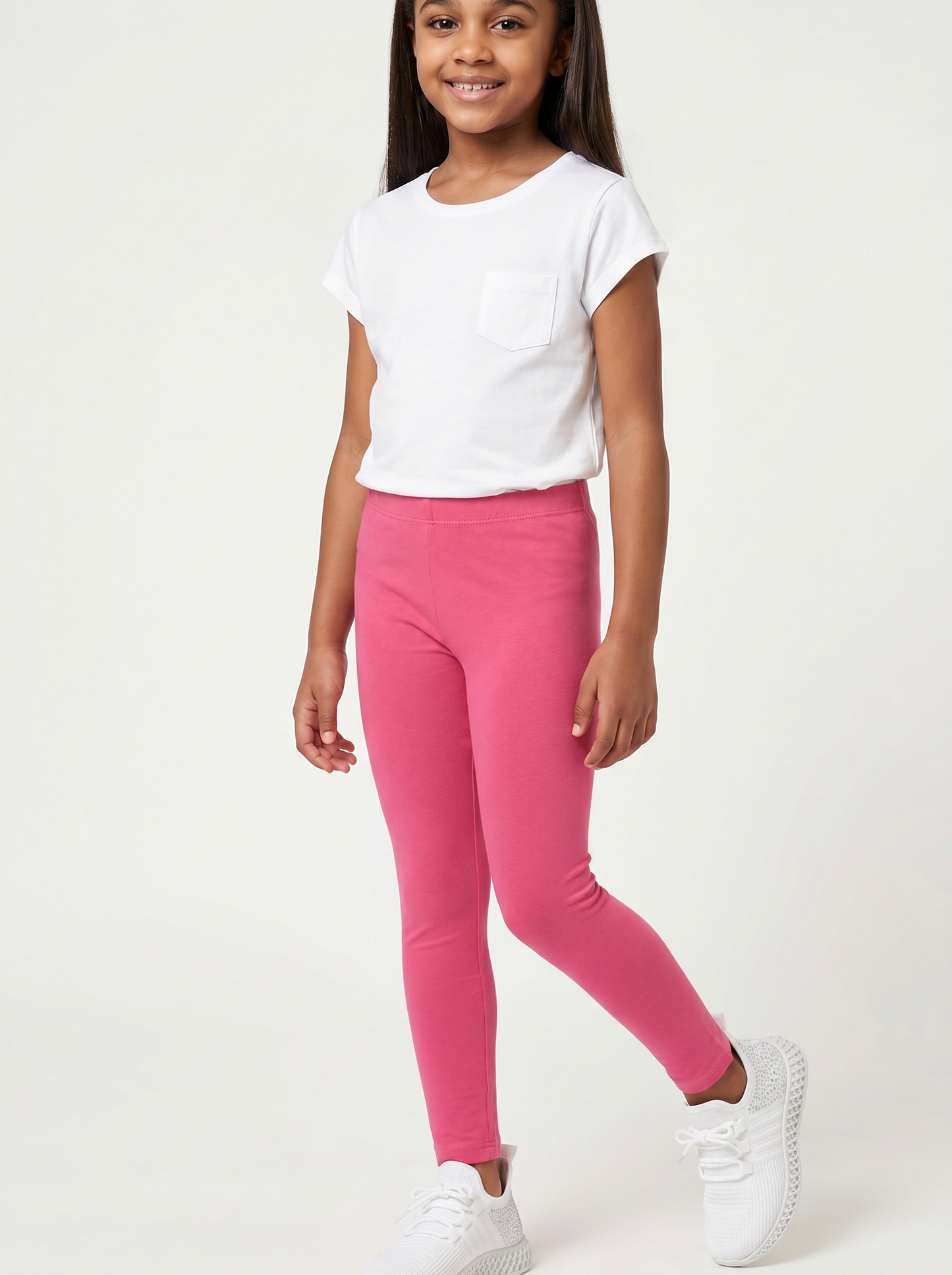 Leggings basico elasticizzato per bambina - Fuxia