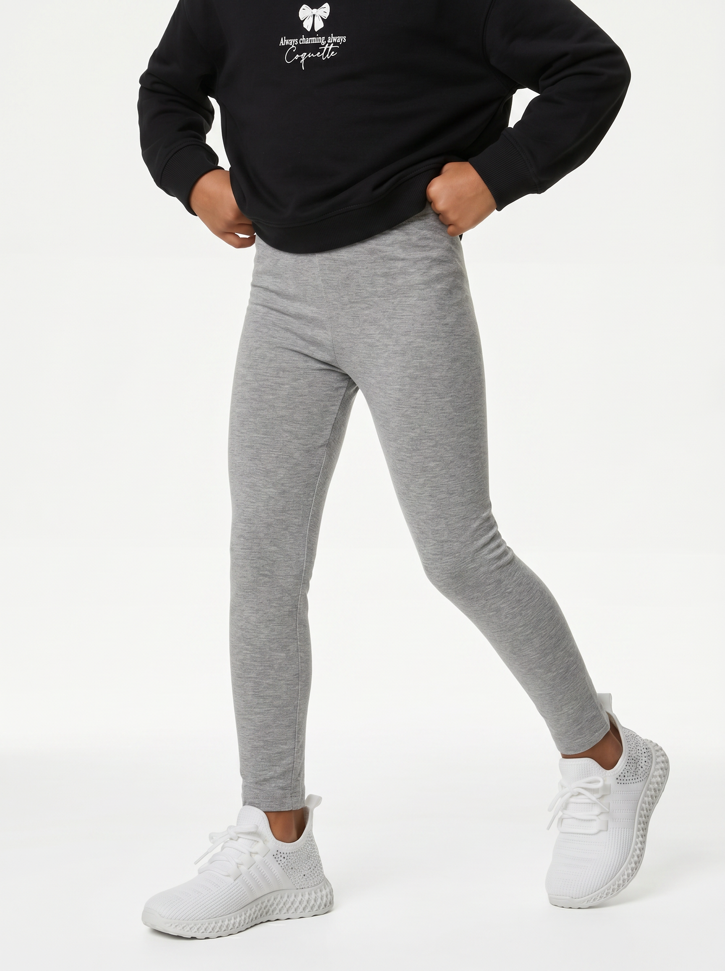 Basic stretch leggings for girls - Grey