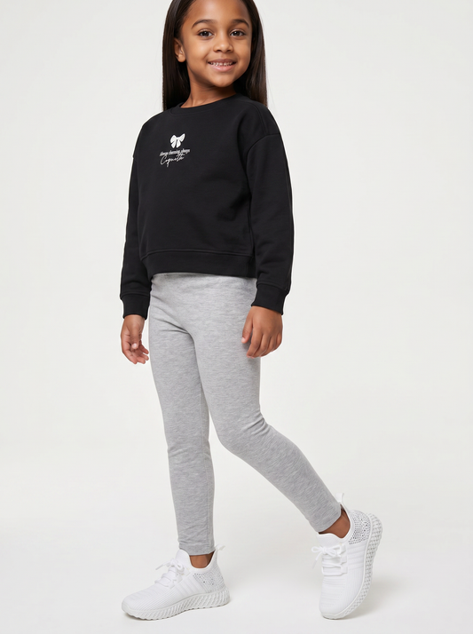 Leggings basico elasticizzato per bambina - Grigio chiaro mel.