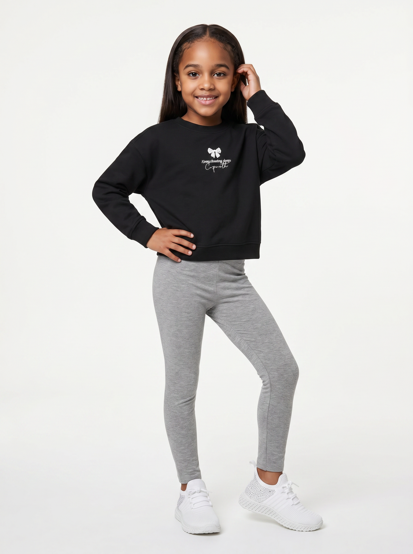 Basic stretch leggings for girls - Grey