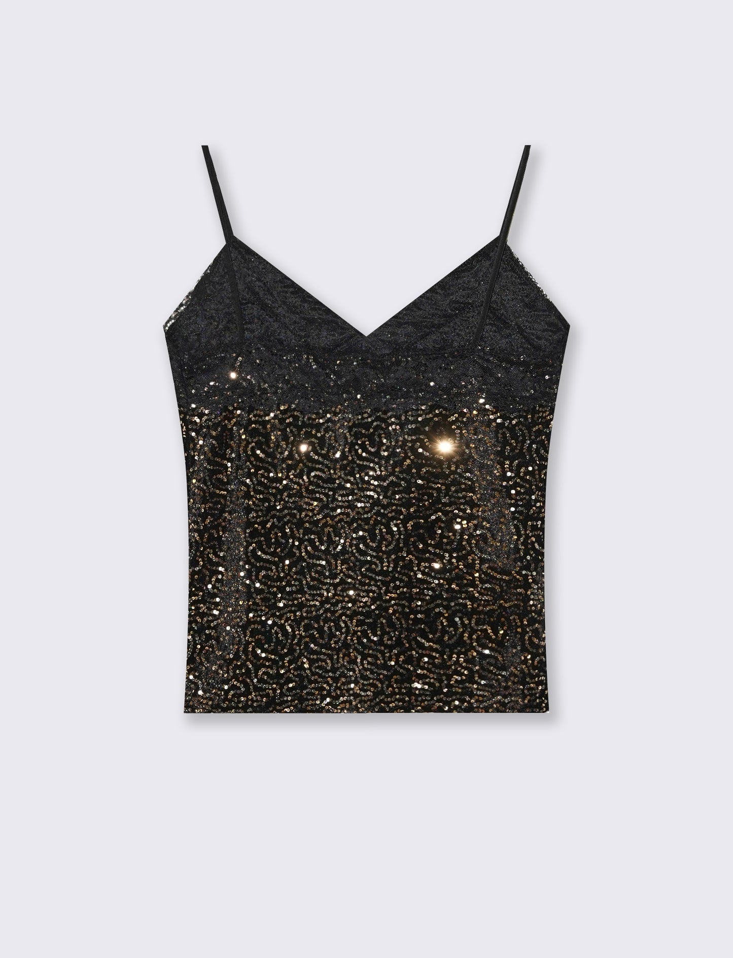 Top in paillettes e pizzo - Oro