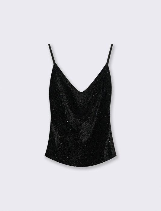 Top in paillettes - Nero