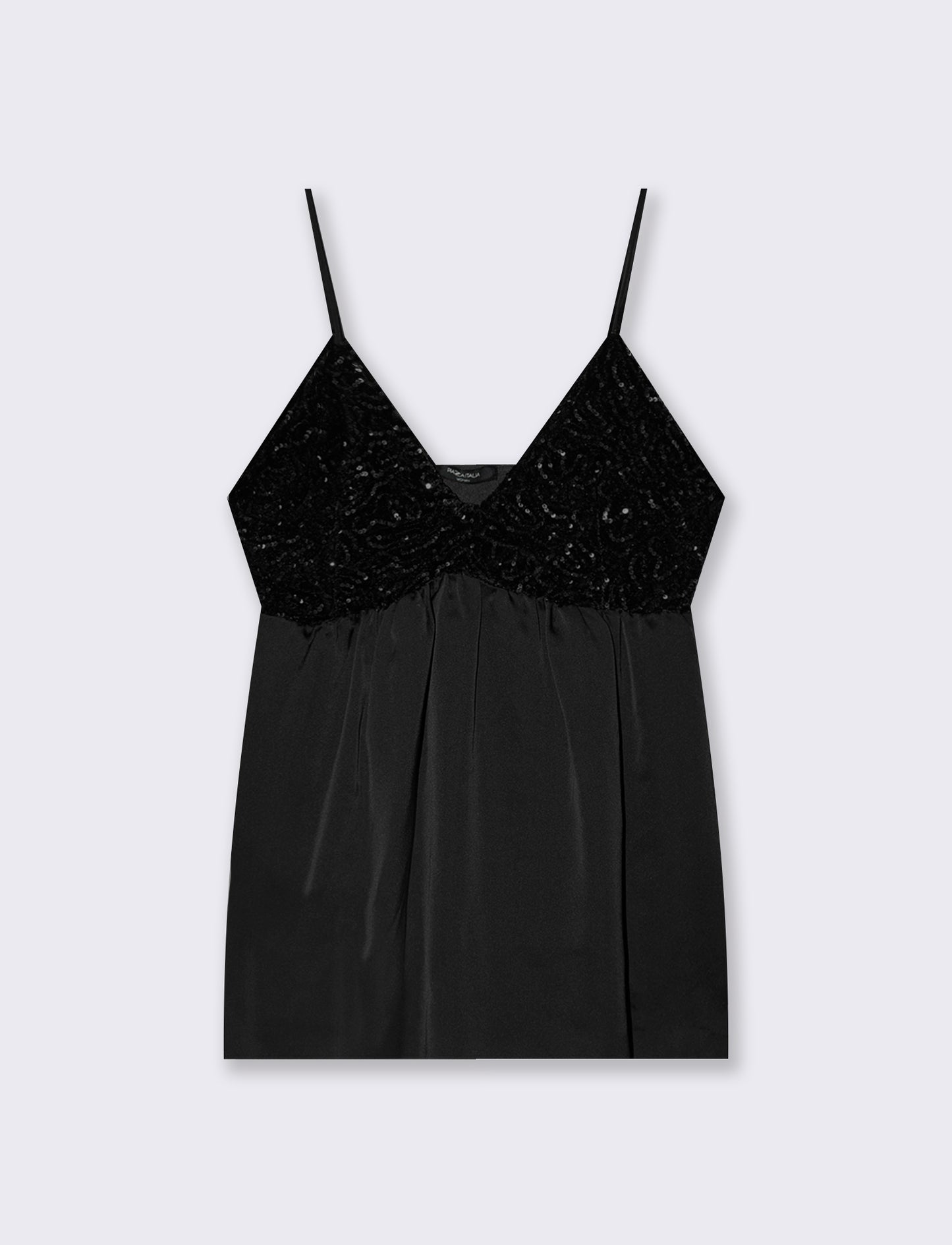 Top in paillettes e georgette - Nero