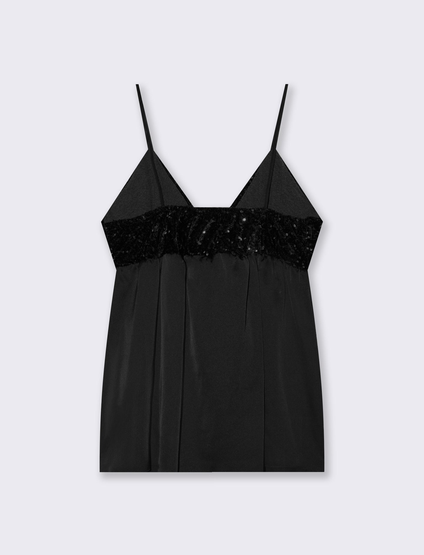 Top in paillettes e georgette - Nero