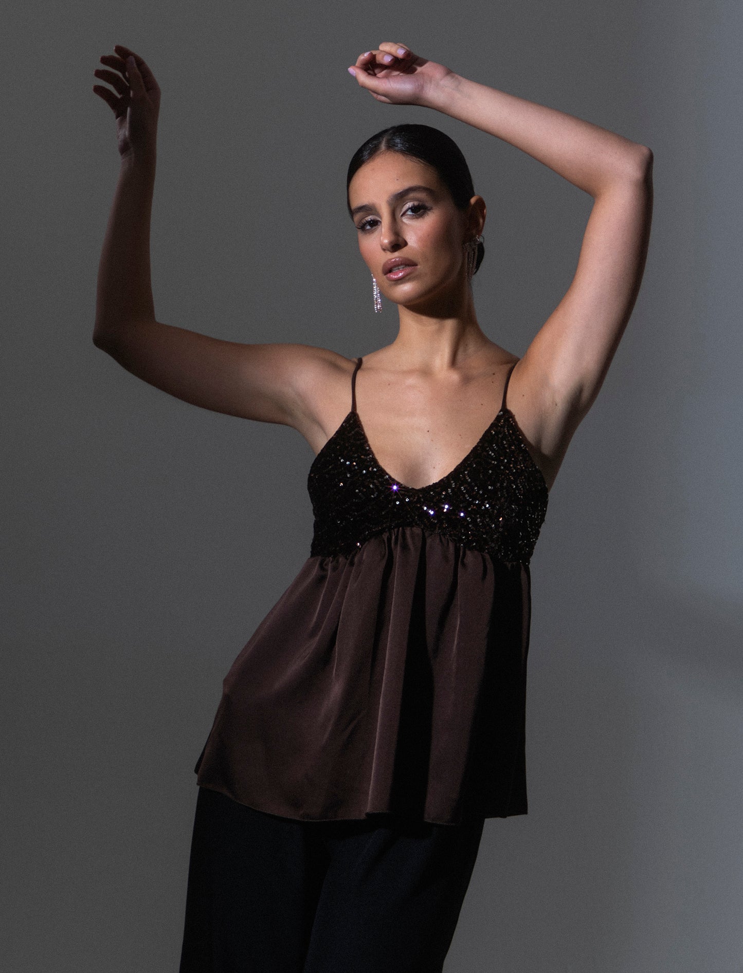 Top in paillettes e georgette - Moro