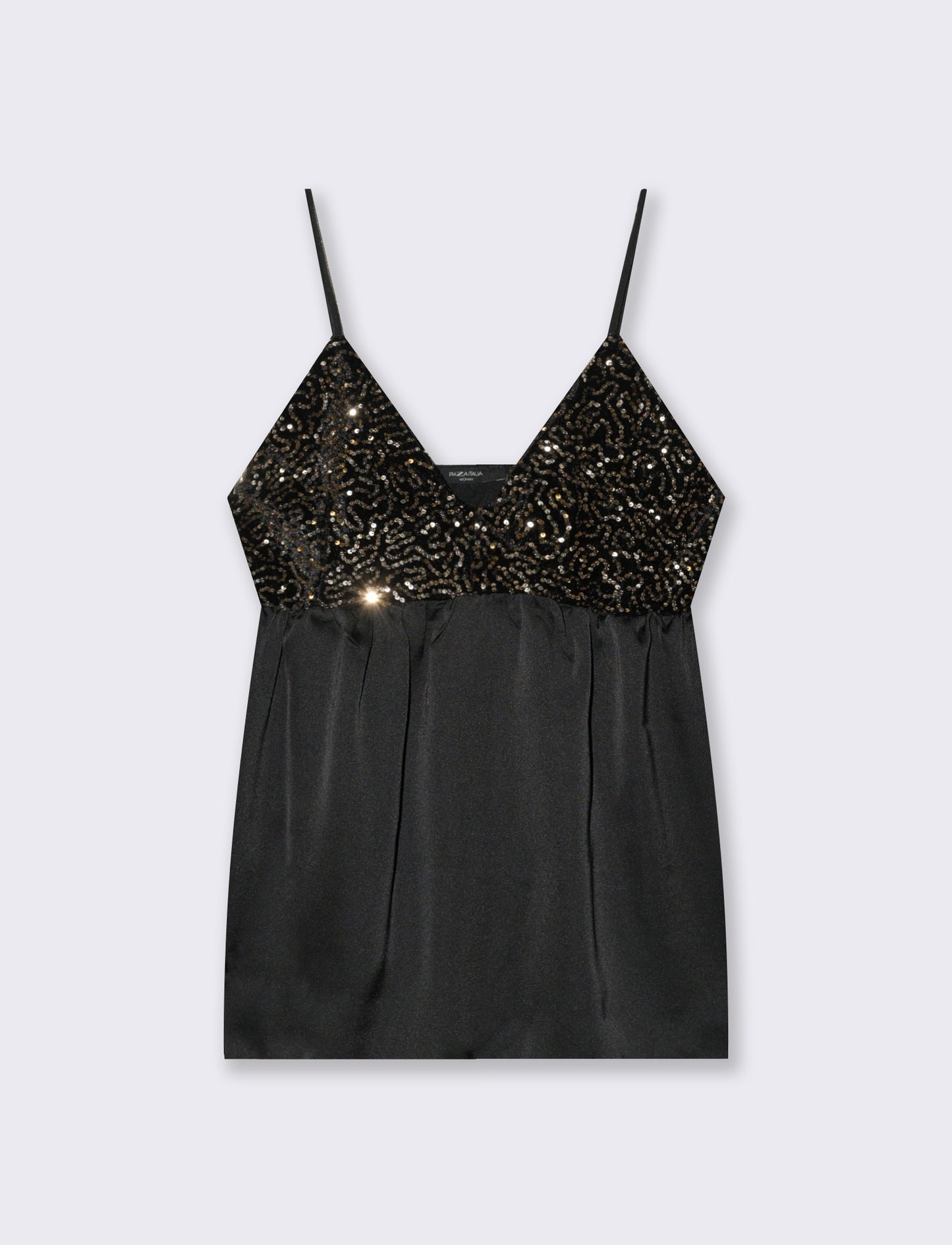 Top in paillettes e georgette - Oro