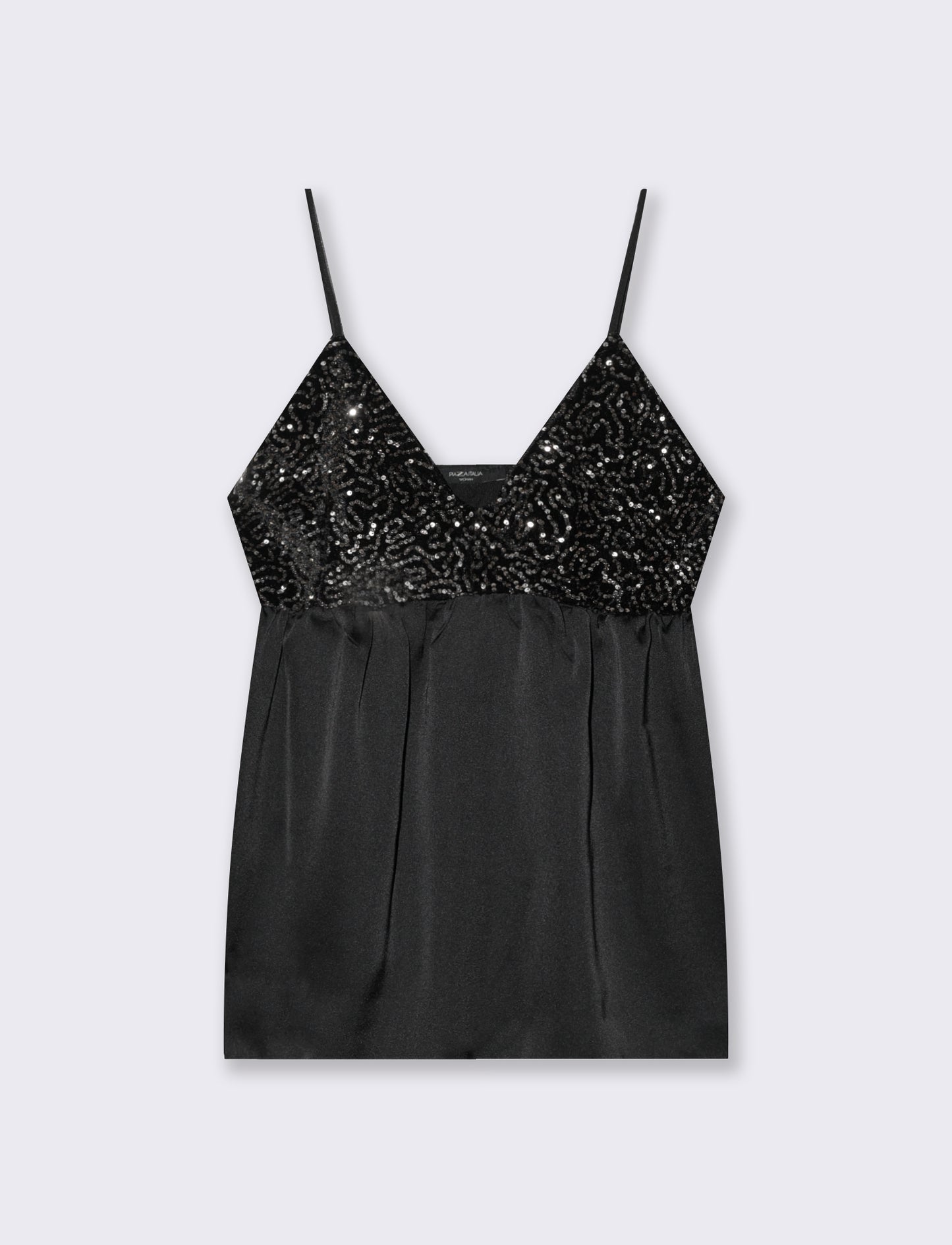 Top in paillettes e georgette - Argento