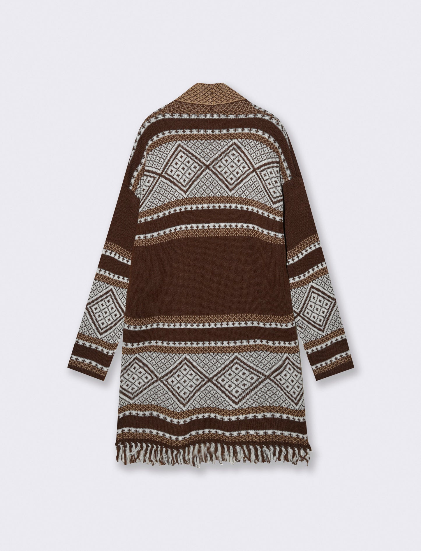 Maglia lunga jacquard modello spolverino - Moro