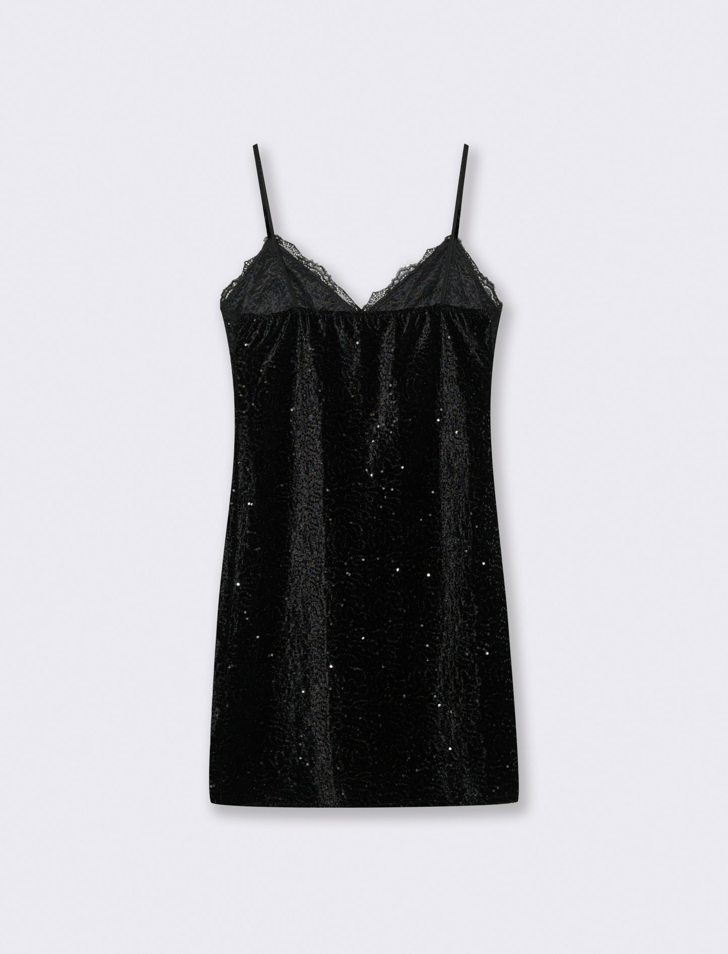 Vestito in paillettes e pizzo - Nero