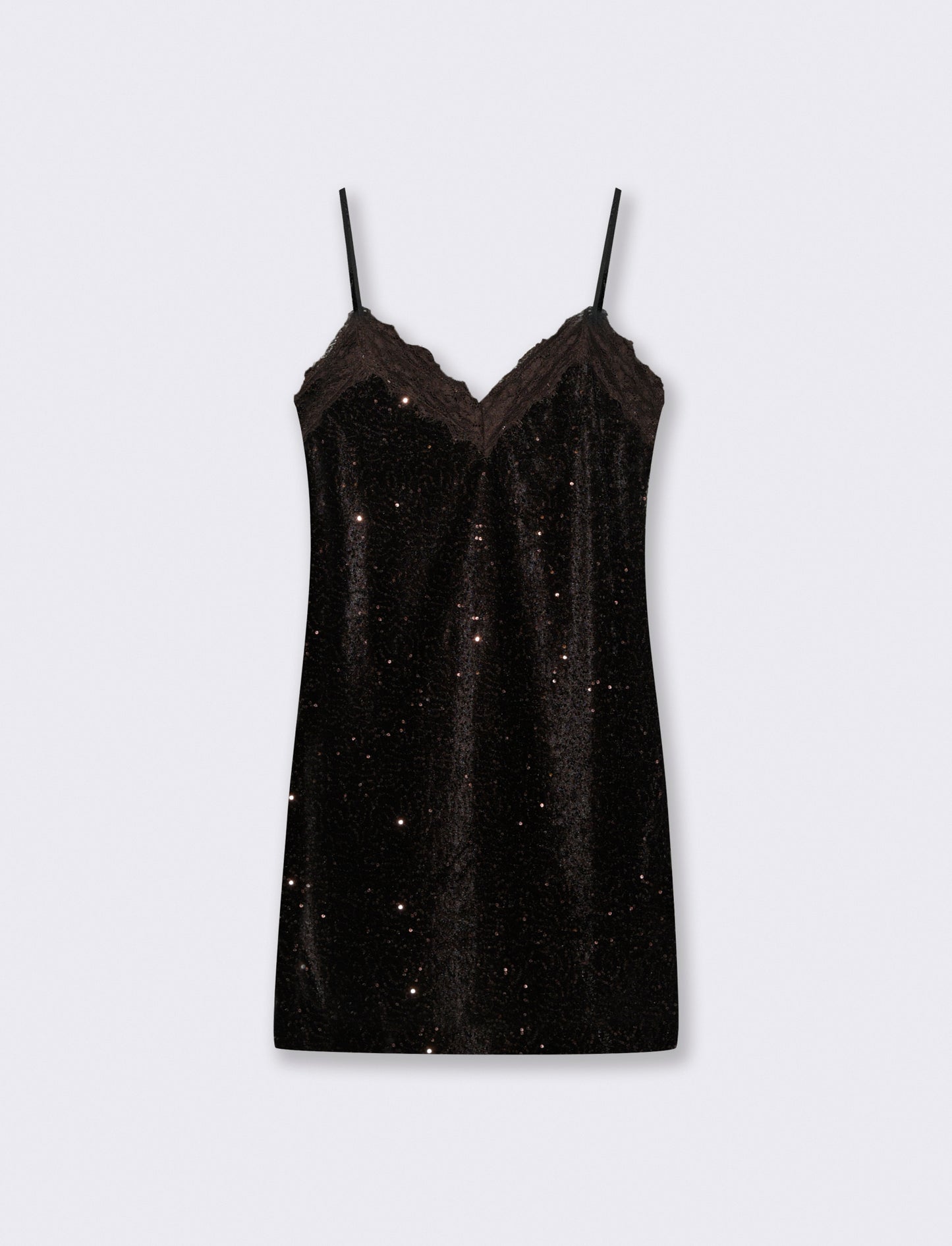 Vestito in paillettes e pizzo - Moro