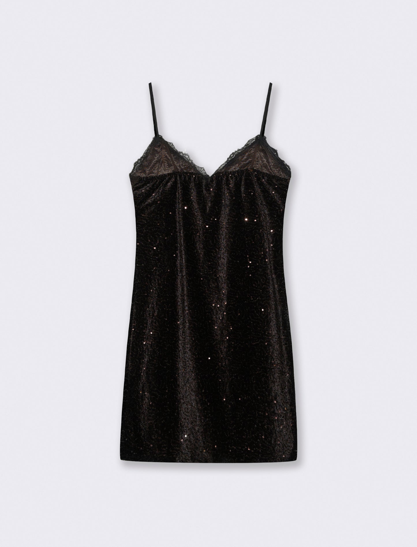 Vestito in paillettes e pizzo - Moro