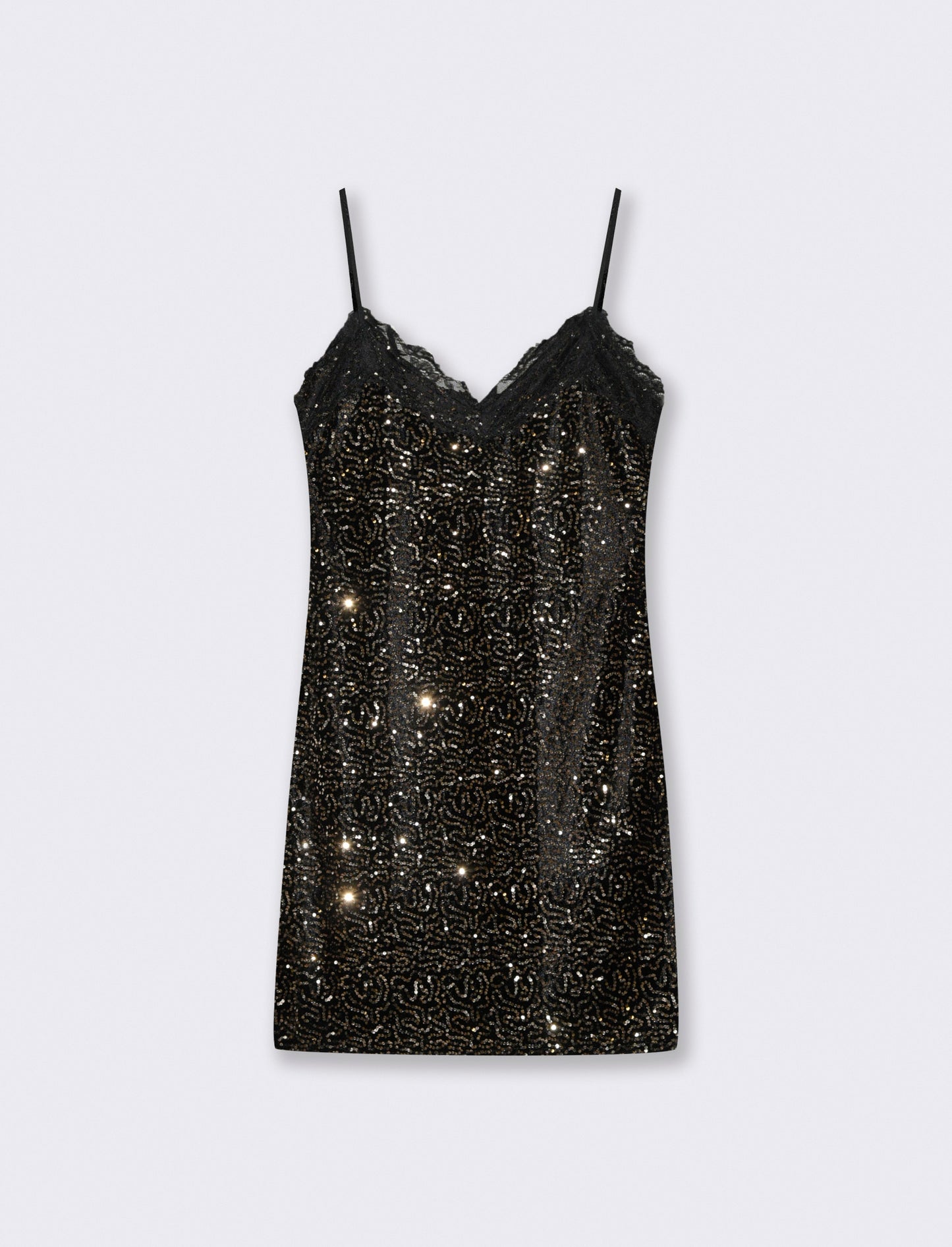 Vestito in paillettes e pizzo - Oro