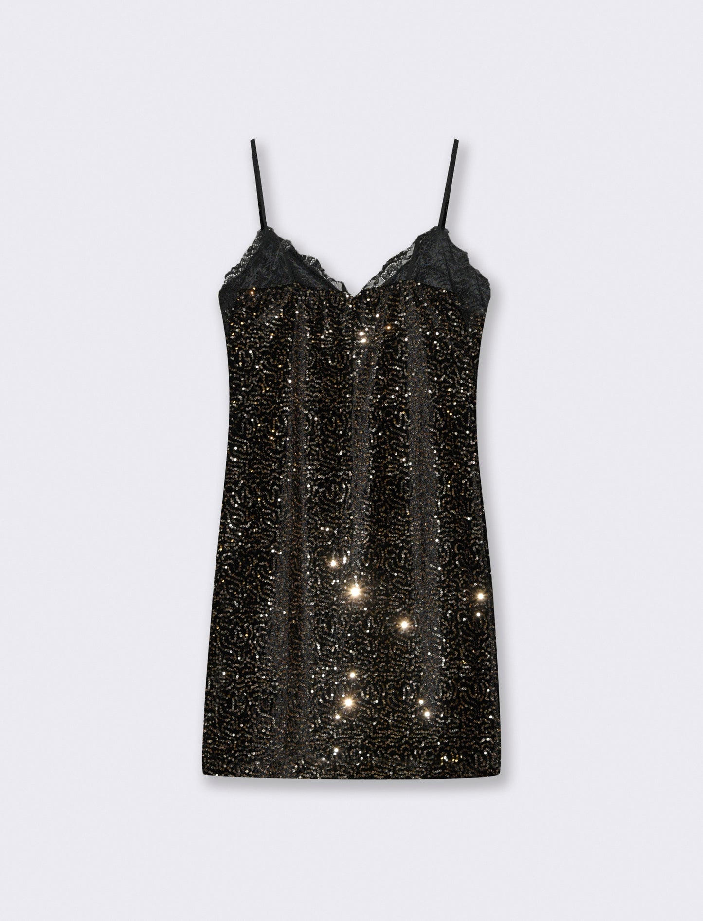 Vestito in paillettes e pizzo - Oro