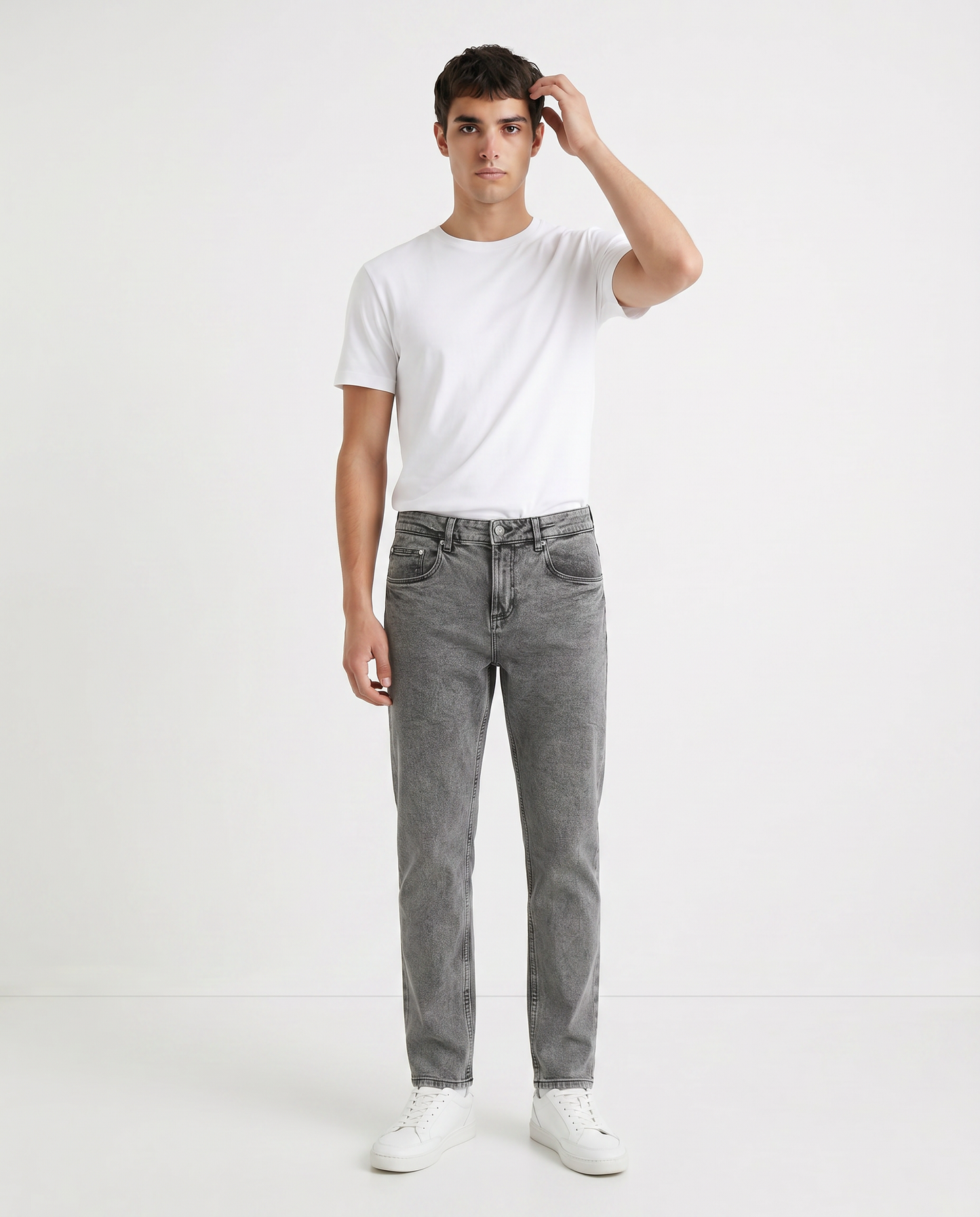 Jeans skinny fit grigio medio effetto slavato - Grigio