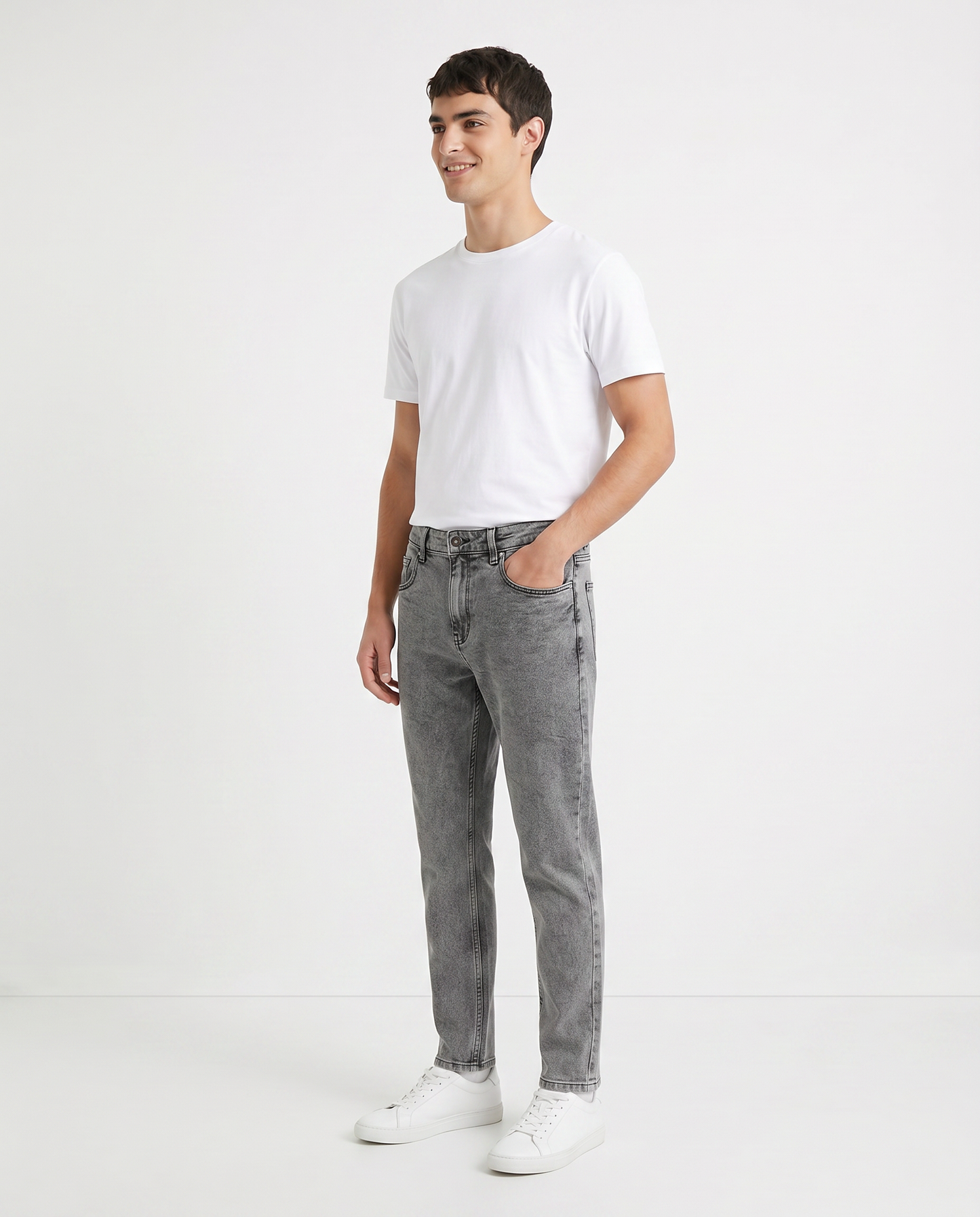 Jeans skinny fit grigio medio effetto slavato - Grigio