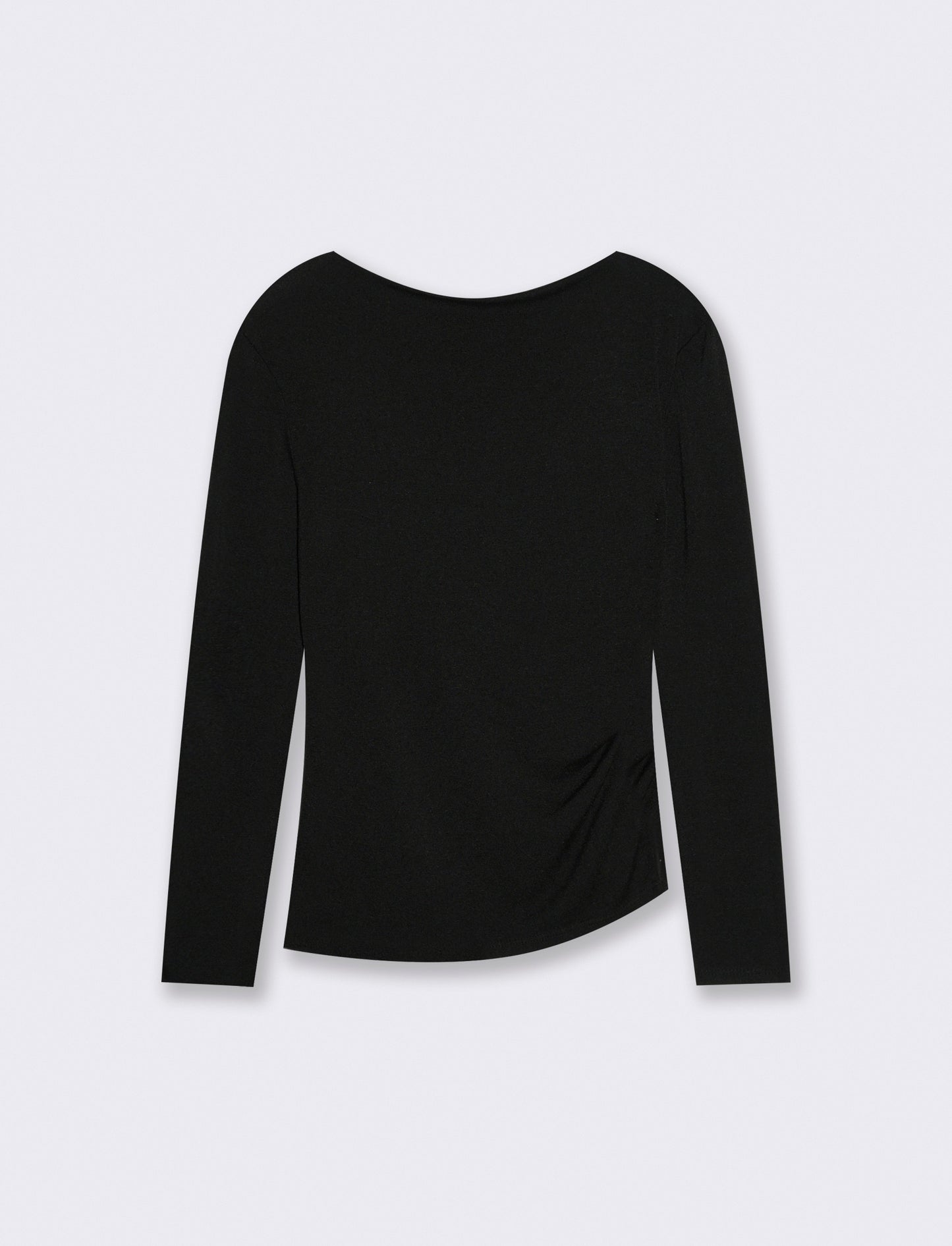 Tshirt manica lunga in maglia con scollo a barca - Nero