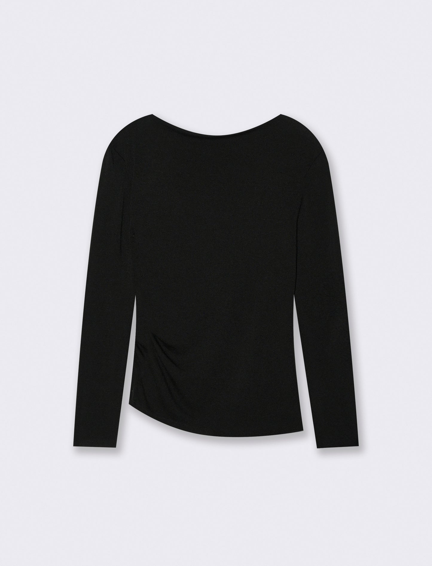 Tshirt manica lunga in maglia con scollo a barca - Nero