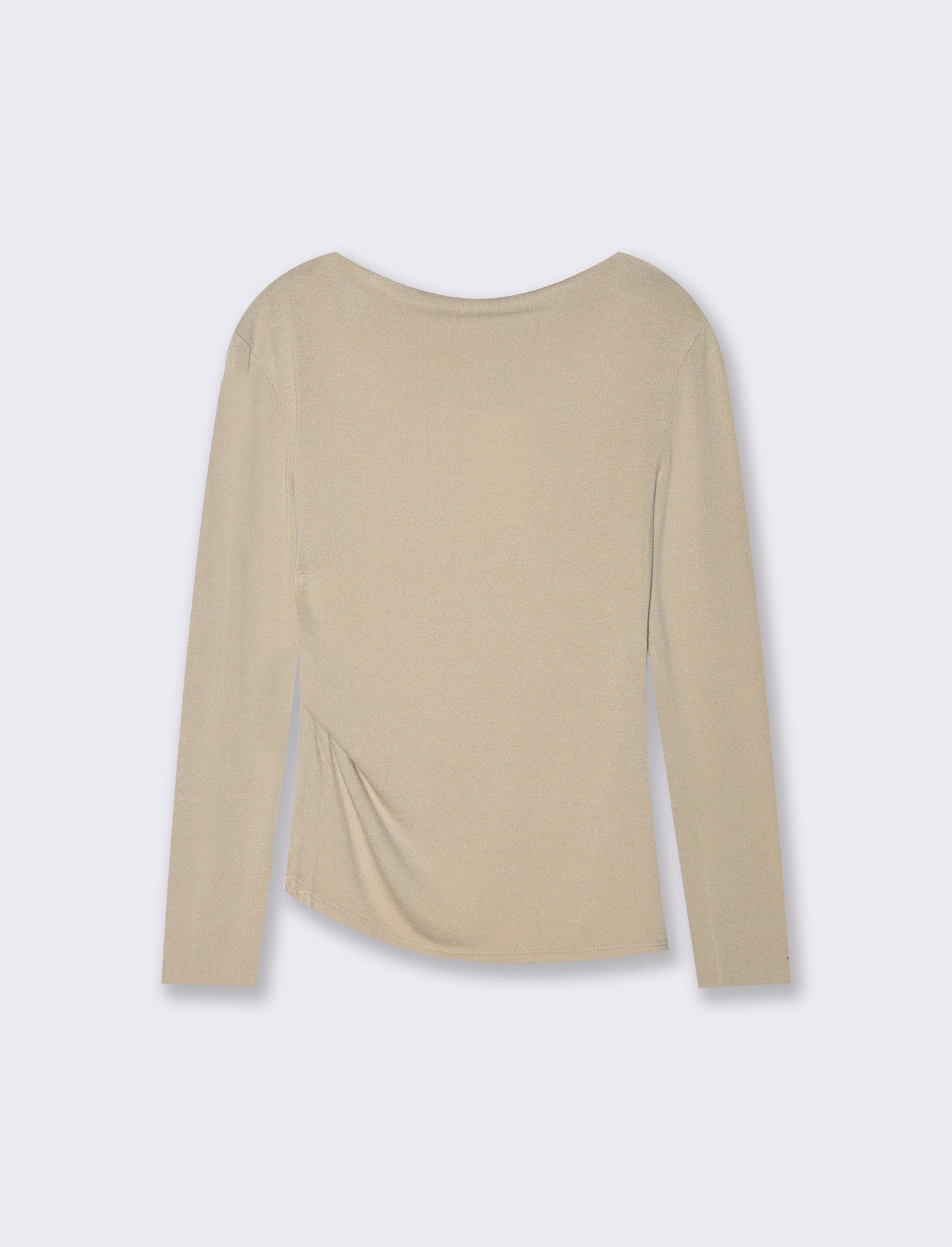 Tshirt manica lunga in maglia con scollo a barca - Bianco panna