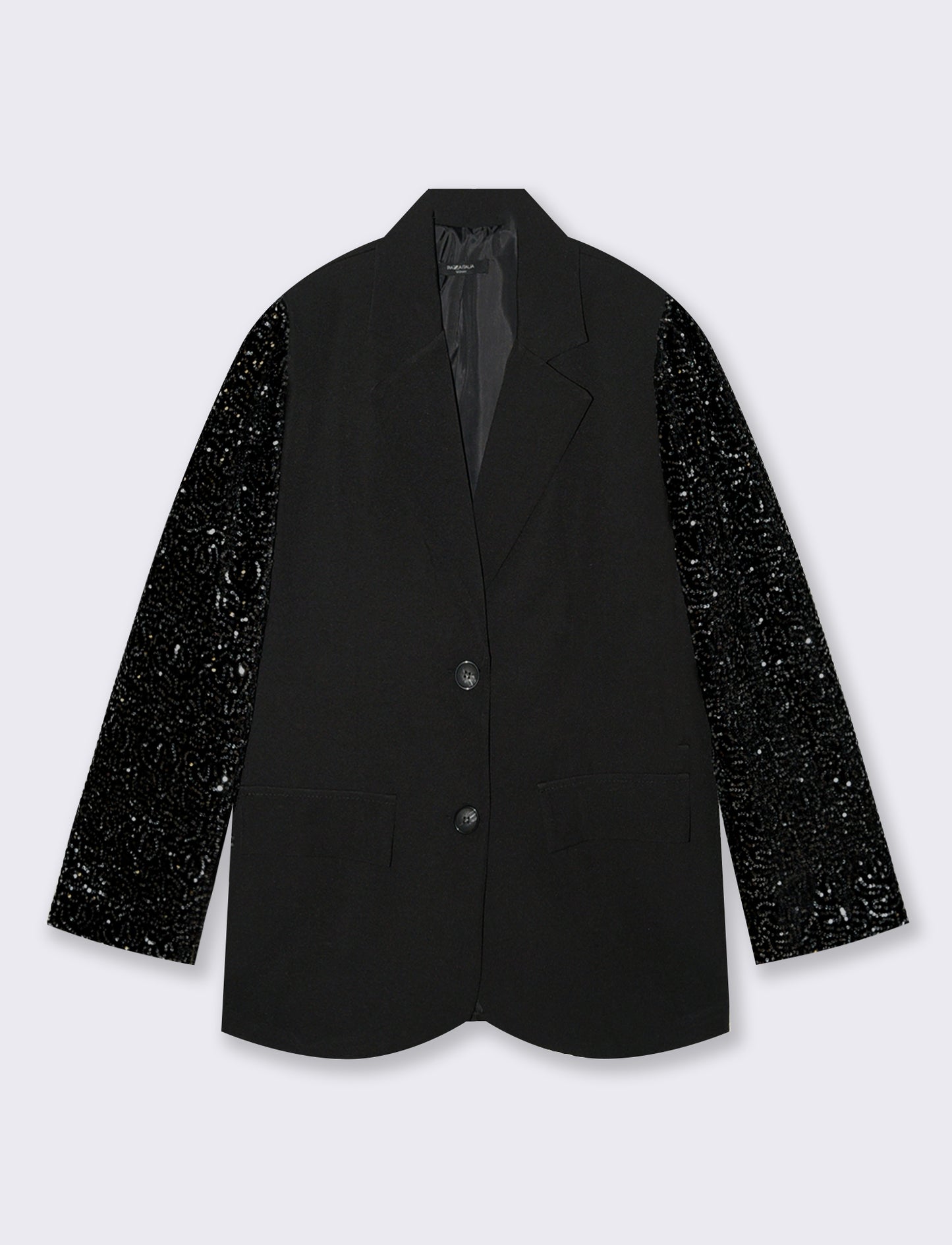 Giacca over con maniche in paillettes - Nero