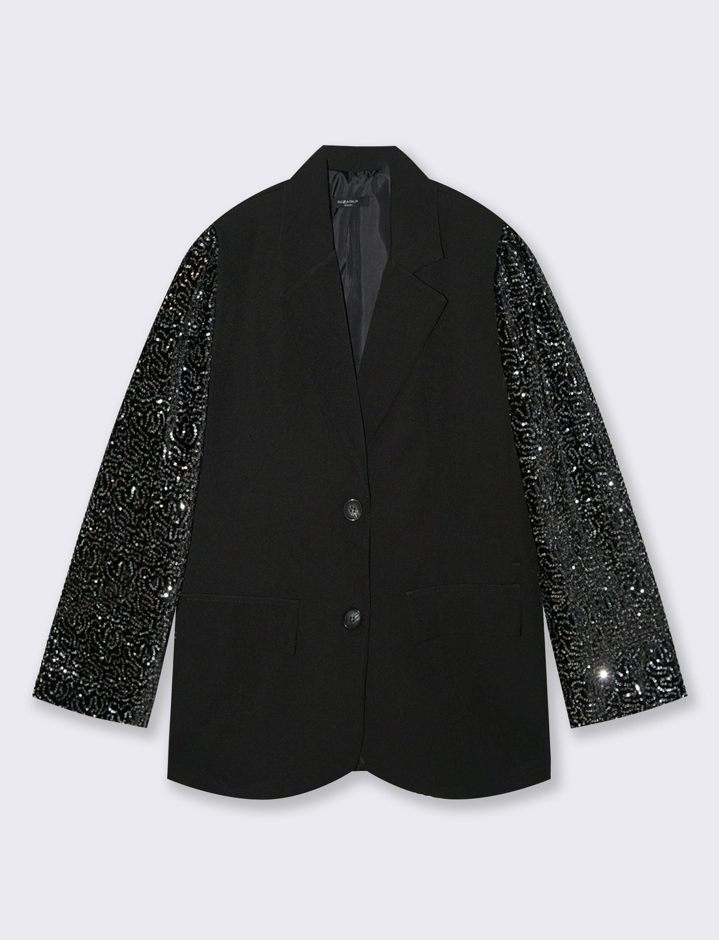 Giacca over con maniche in paillettes - nero-argento