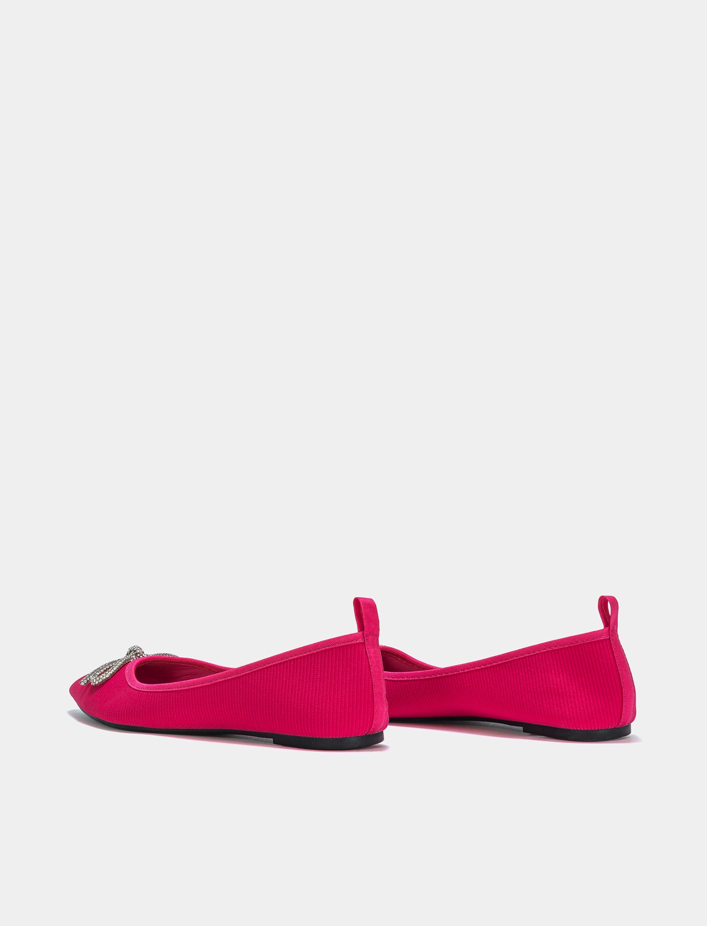 Jeweled Bow Fabric Ballerina: 2 Color Options - Fuxia