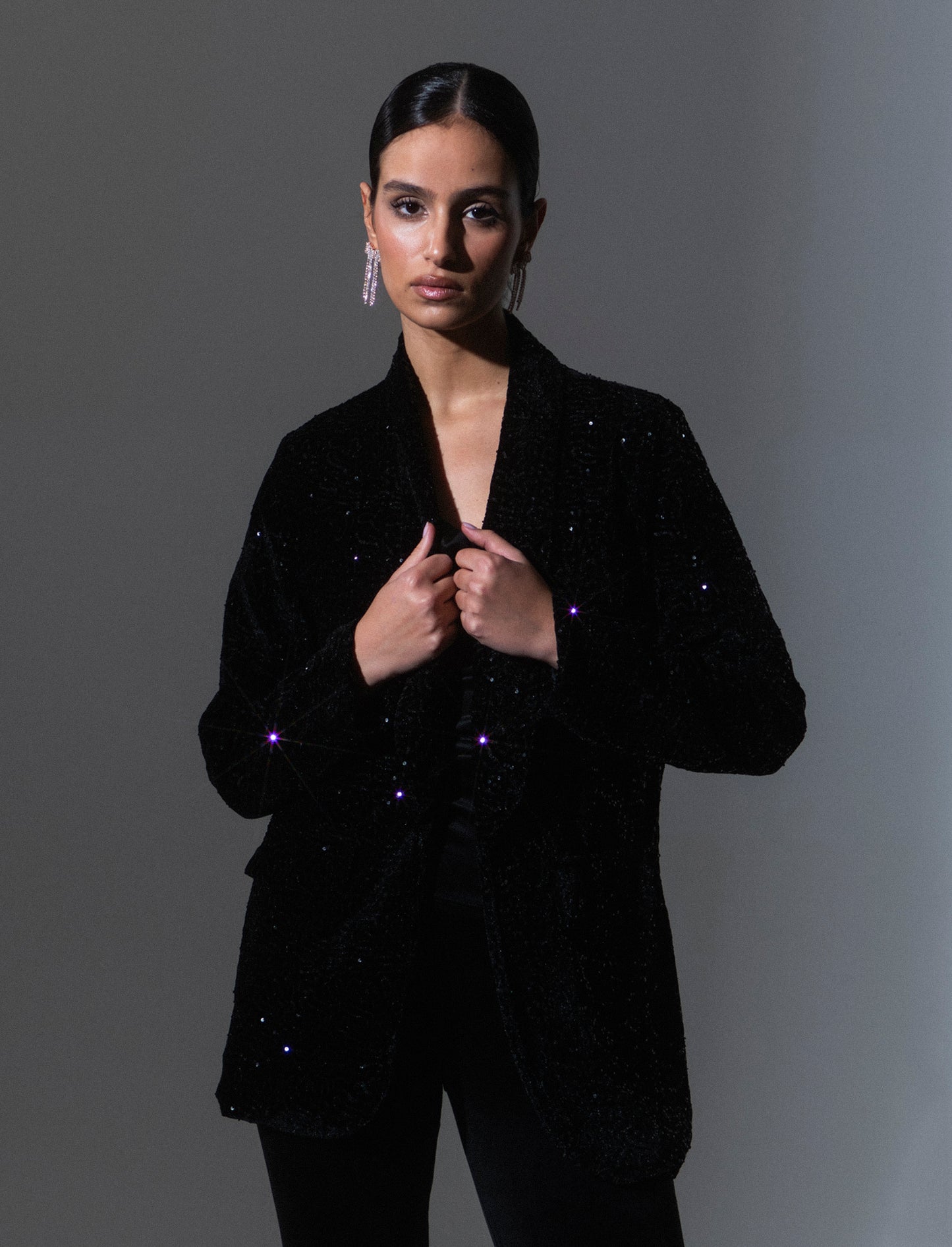 Giacca in paillettes - Nero