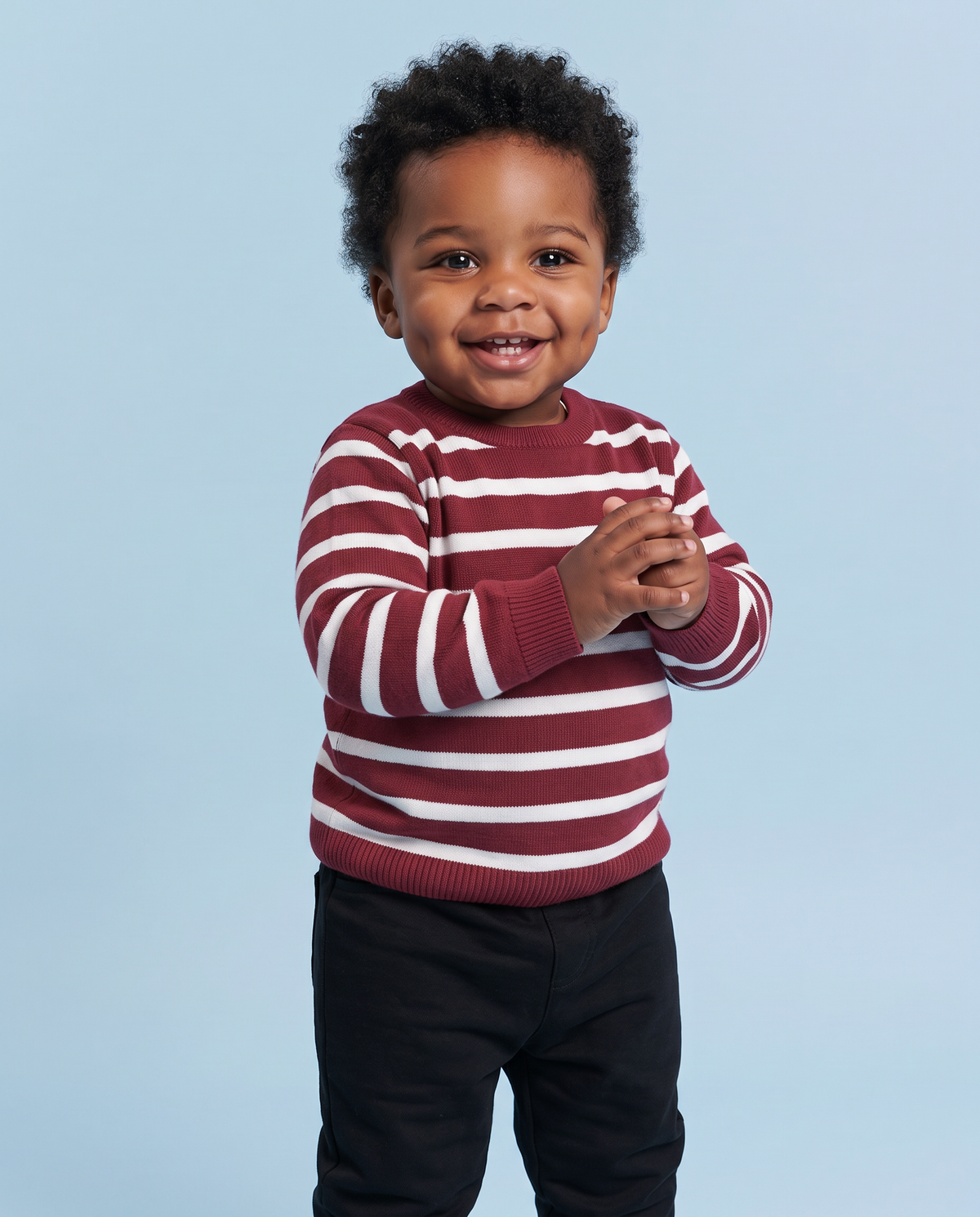 Basic and trendy striped crewneck sweater - Red
