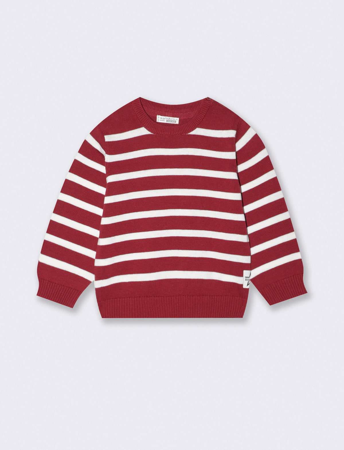 Basic and trendy striped crewneck sweater - Red
