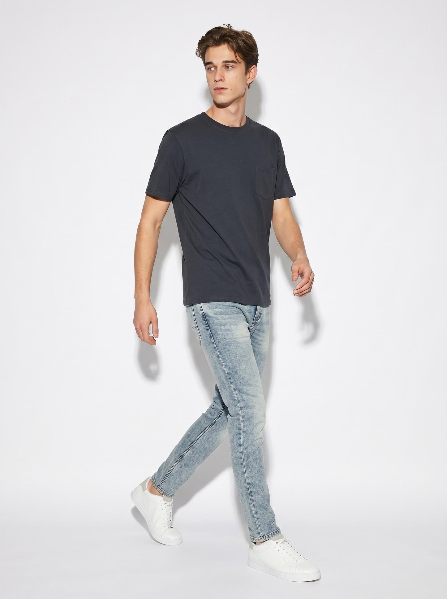 Light blue faded skinny fit jeans - Blue