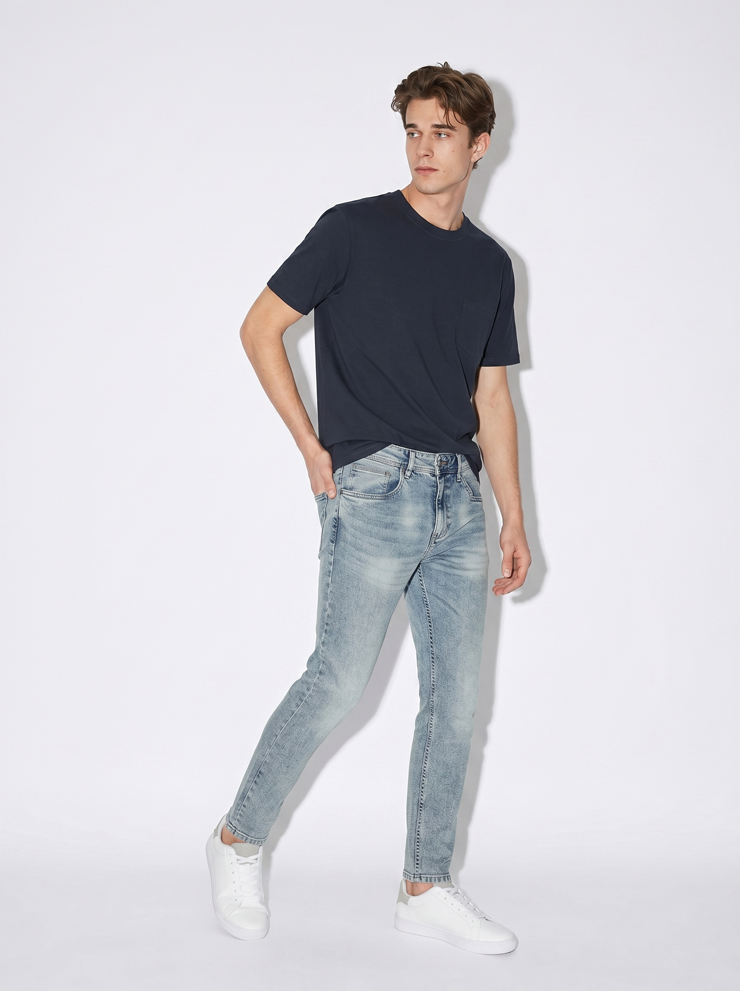 Light blue faded skinny fit jeans - Blue