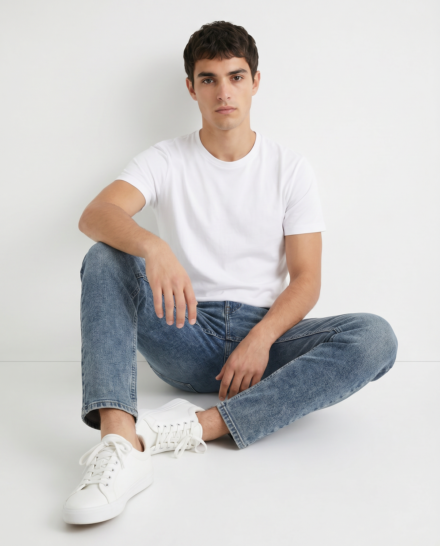 Medium blue skinny fit jeans with a faded effect - Blue