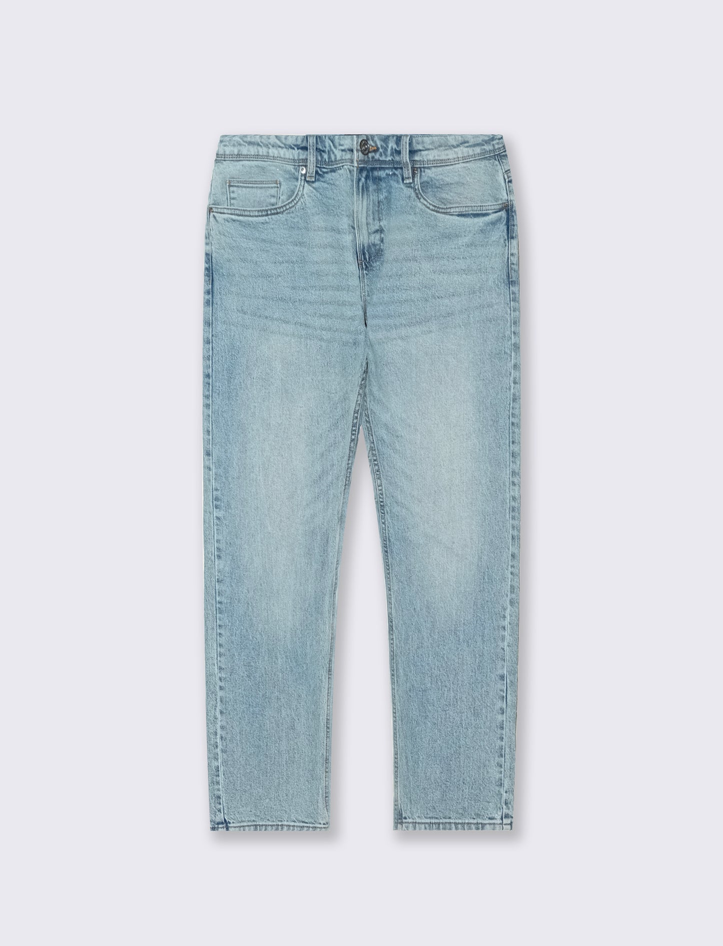 Jeans Regular Fit Blu Chiaro Effetto Slavato - Denim