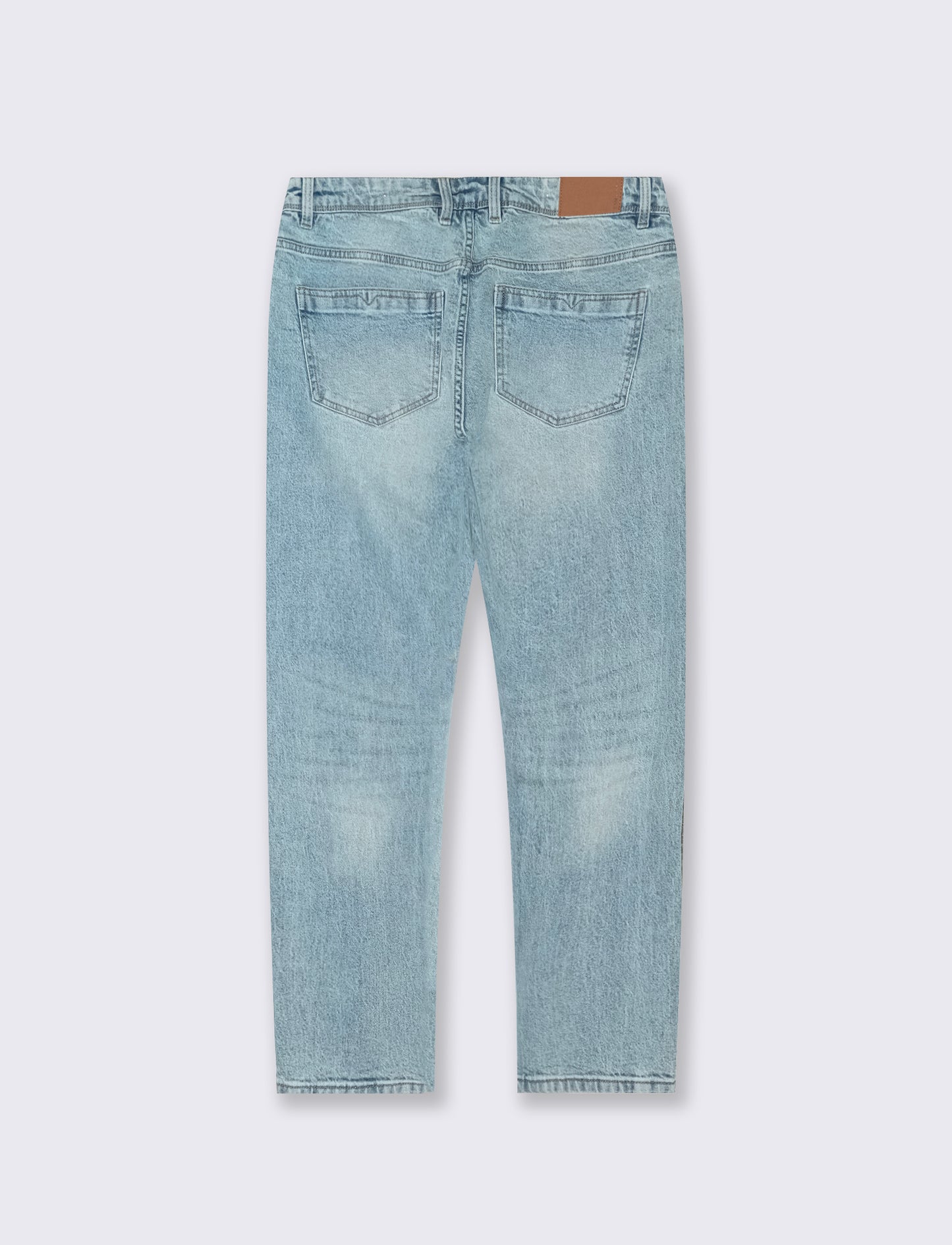 Jeans Regular Fit Blu Chiaro Effetto Slavato - Denim