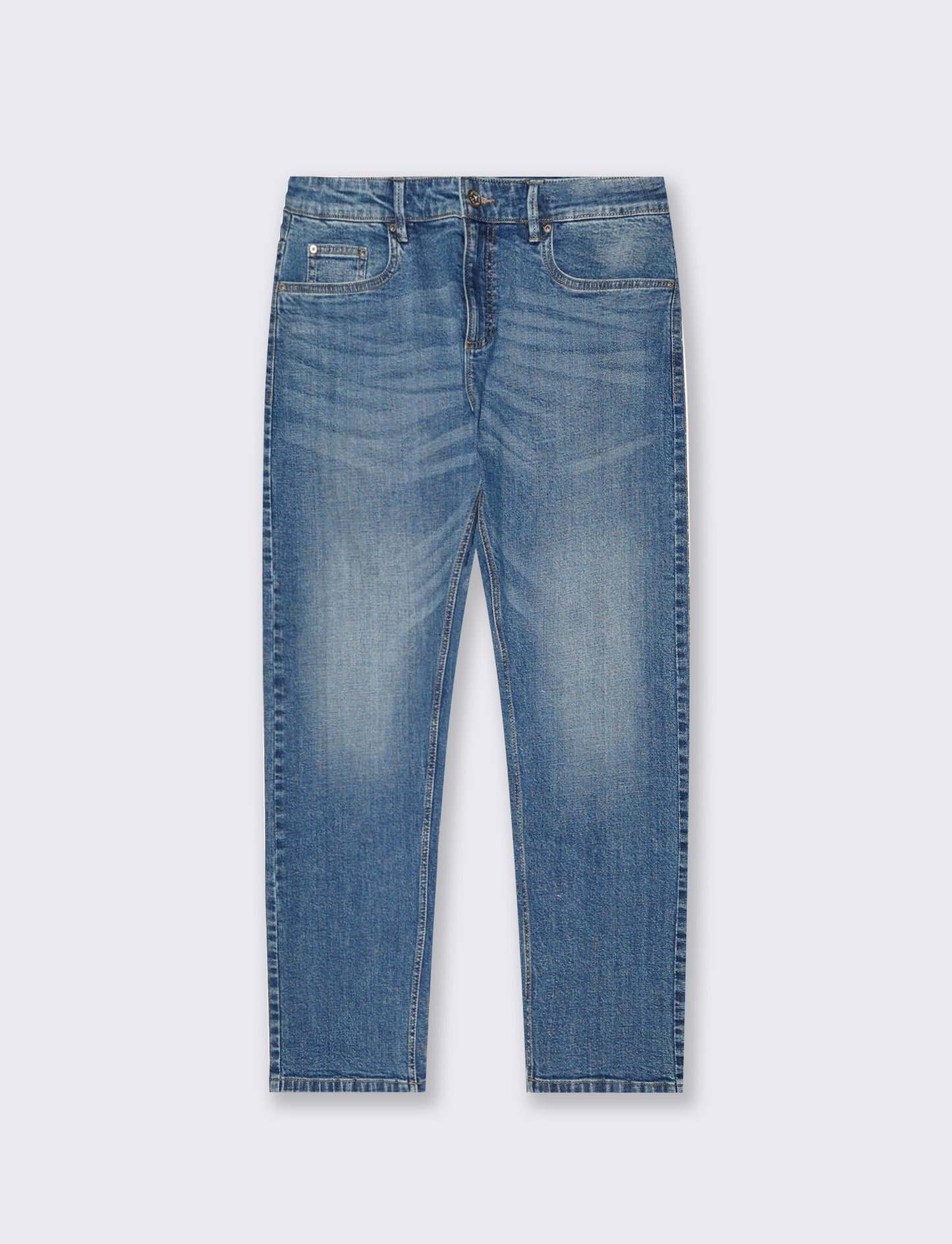 Jeans regular fit blu medio effetto slavato - Denim