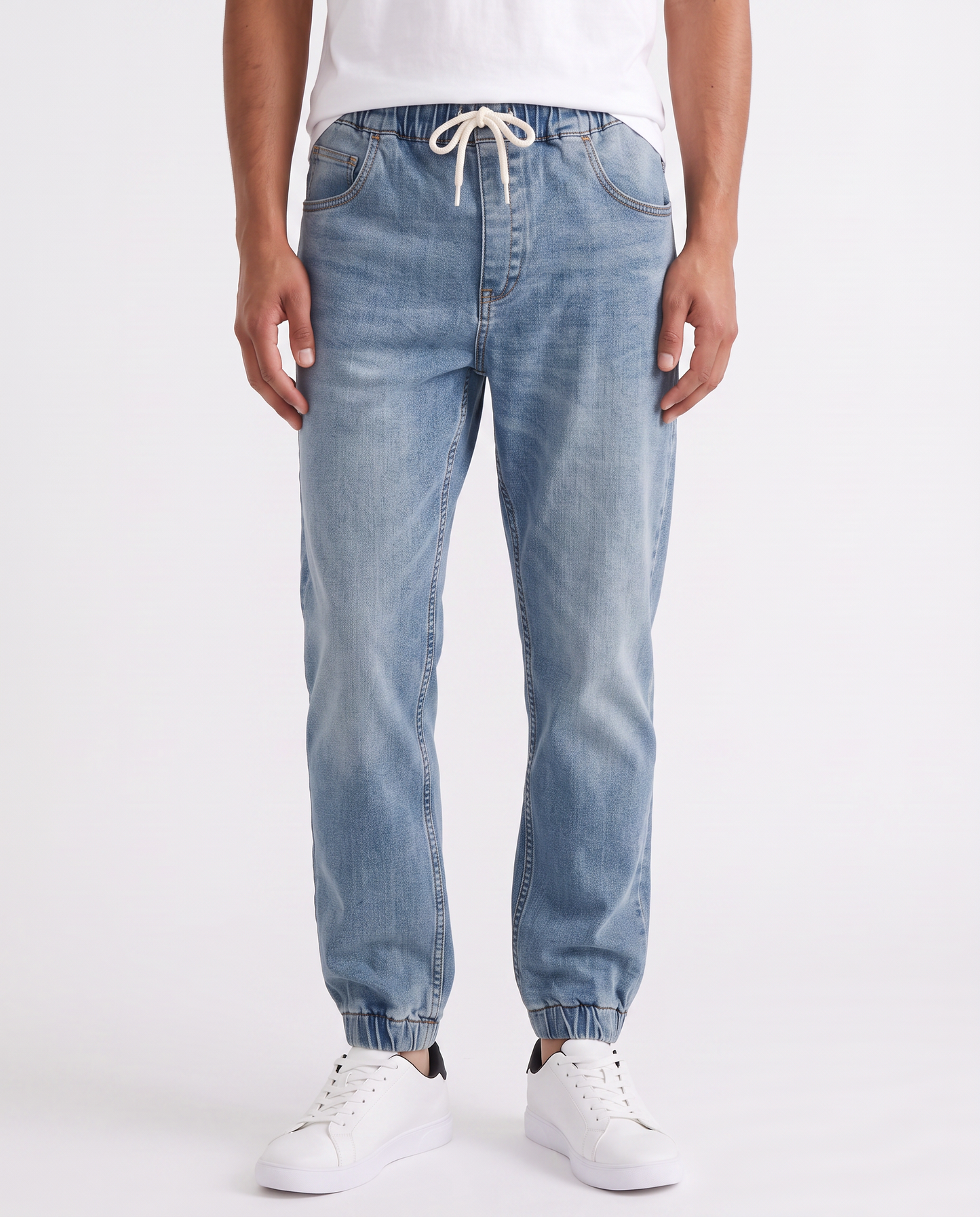Jeans Jogger Regular Fit Blu Medio Elasticizzati - Denim