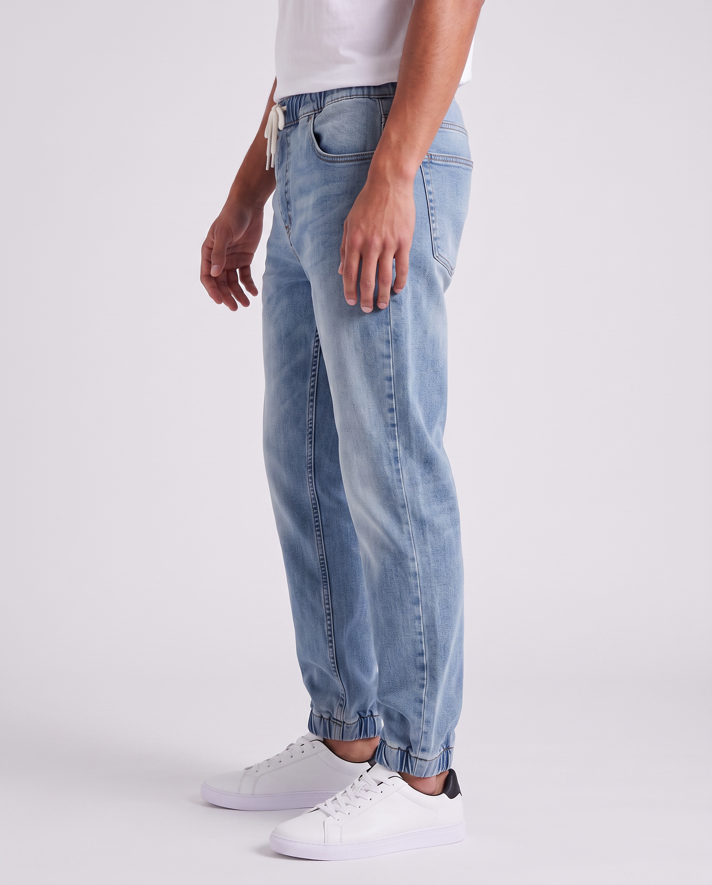 Jeans Jogger Regular Fit Blu Medio Elasticizzati - Denim