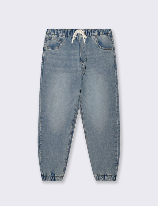 Jeans Jogger Regular Fit Blu Medio Elasticizzati - Denim