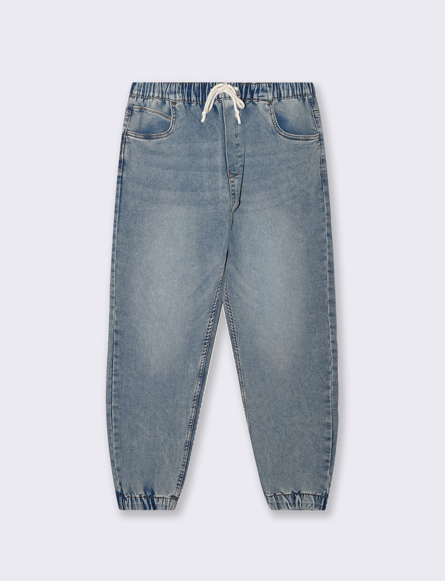 Jeans Jogger Regular Fit Blu Medio Elasticizzati - Denim