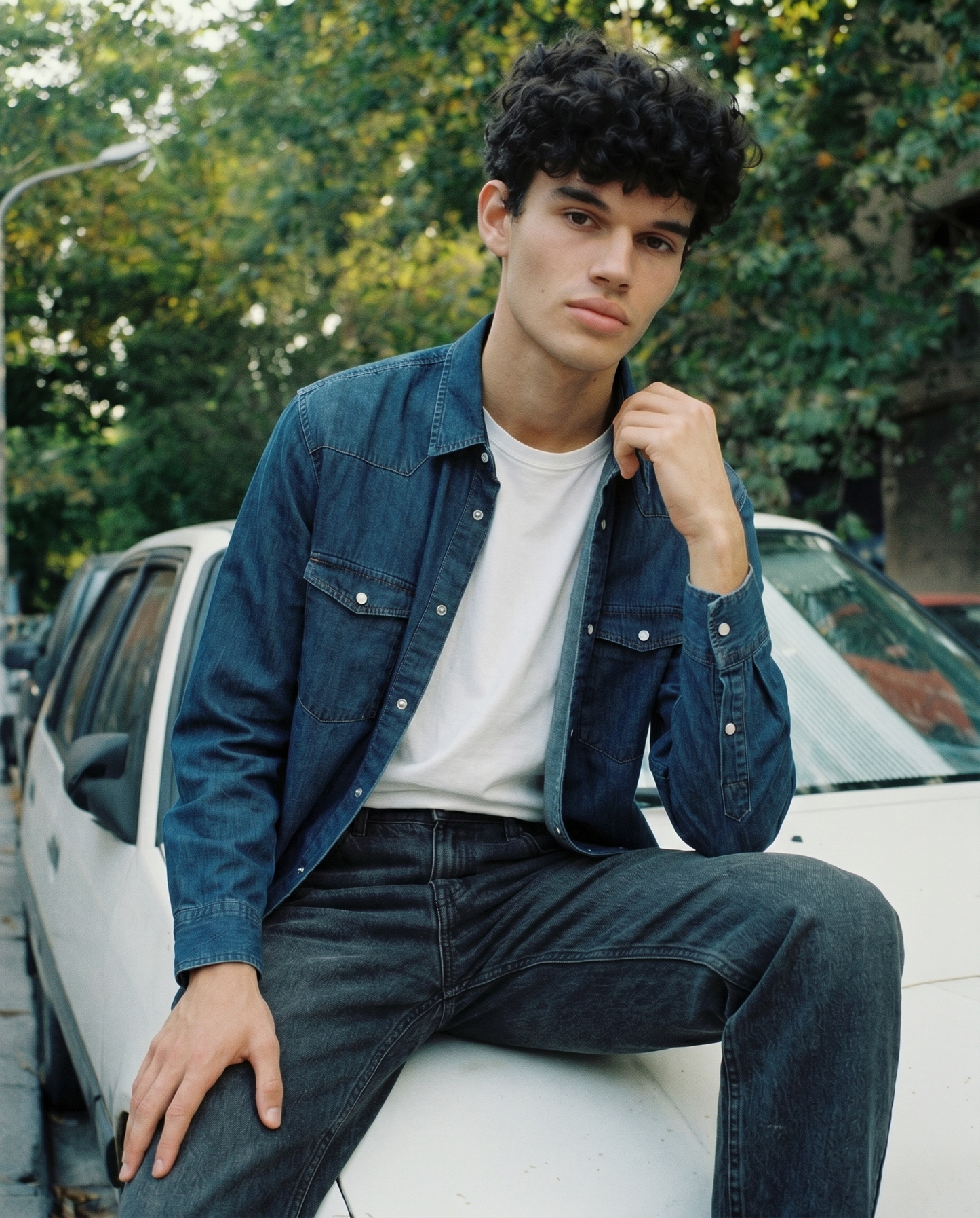 Camicia in denim slim con effetto slavato - Denim