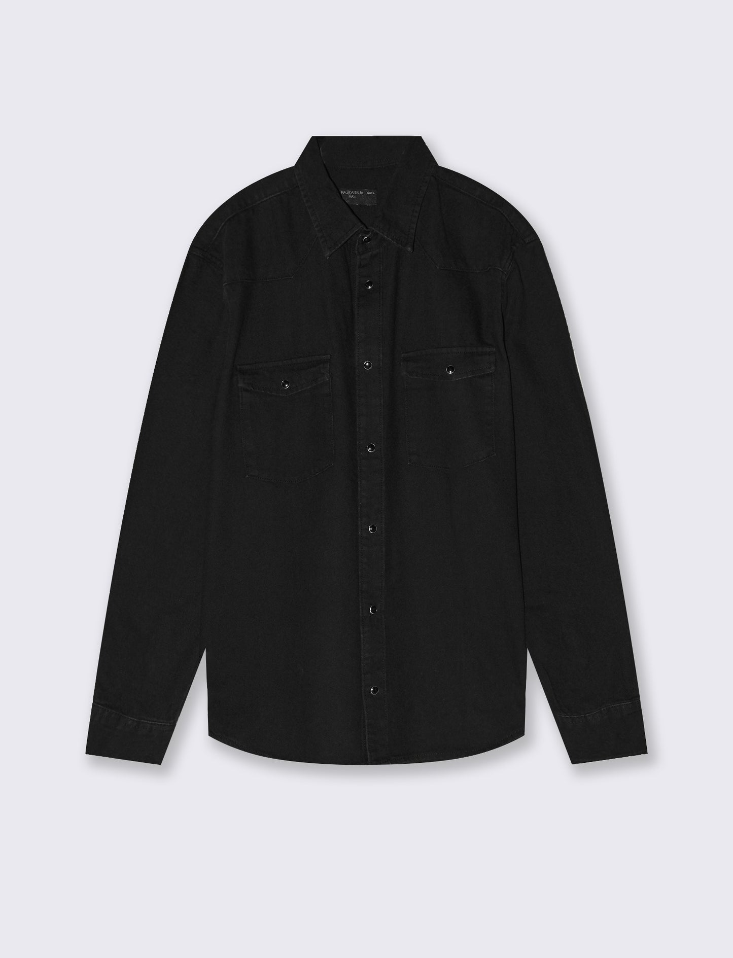 Camicia in denim slim con effetto slavato - Nero