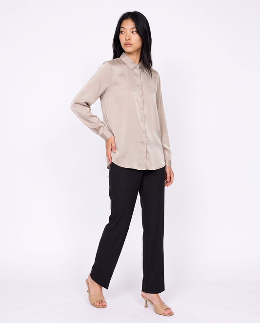 Camicia manica lunga elegante e versatile - Beige