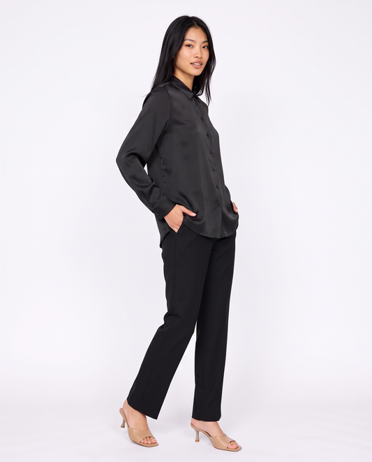 Elegant and versatile long-sleeve shirt - Black