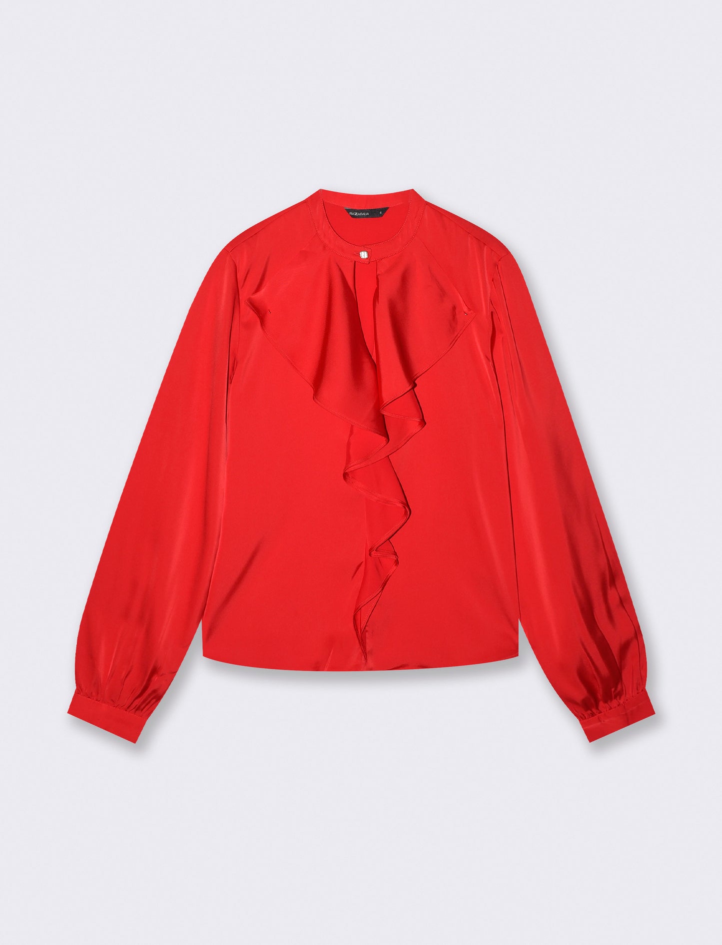 Casacca collo coreano con rouches eleganti - Rosso