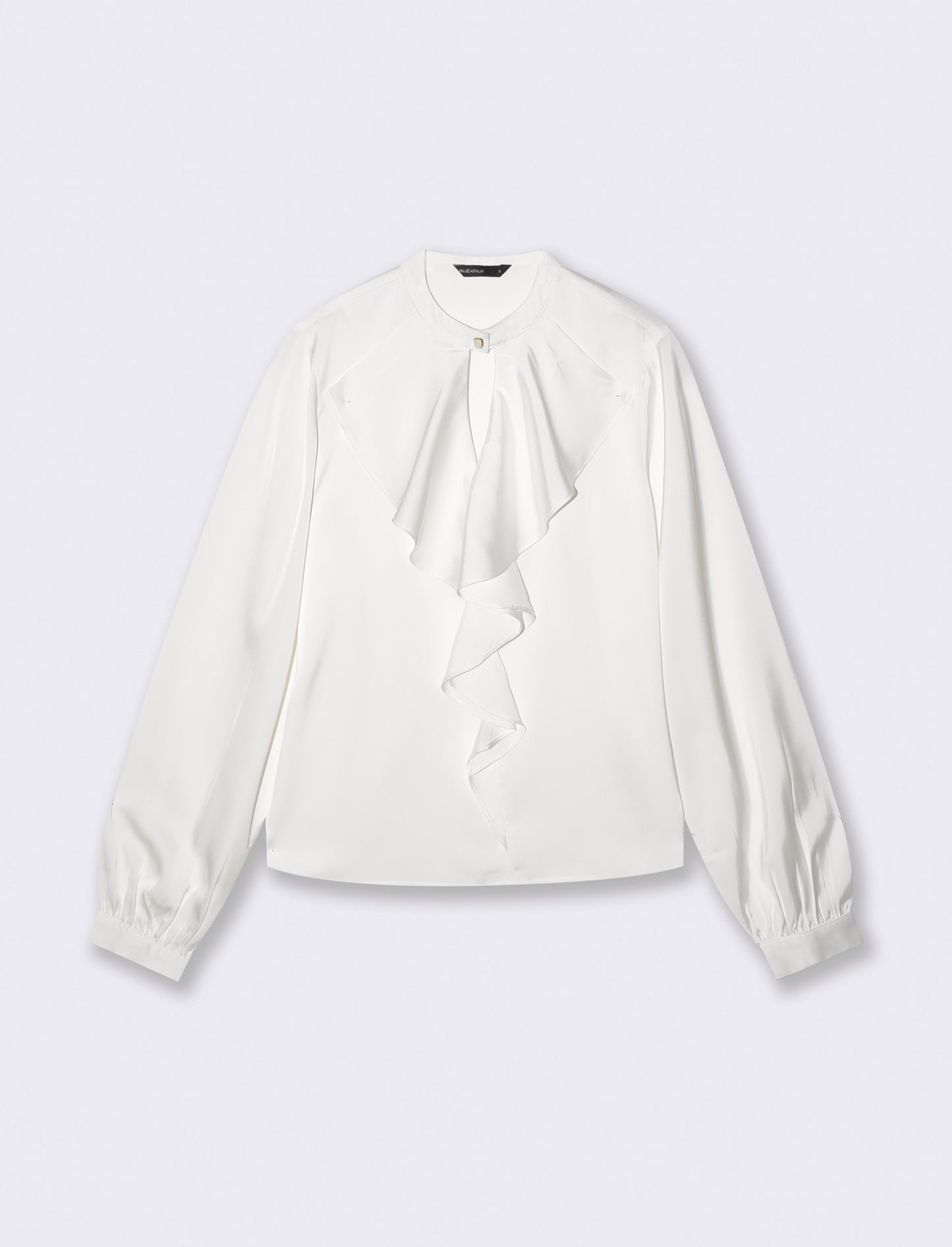 Casacca collo coreano con rouches eleganti - Bianco latte