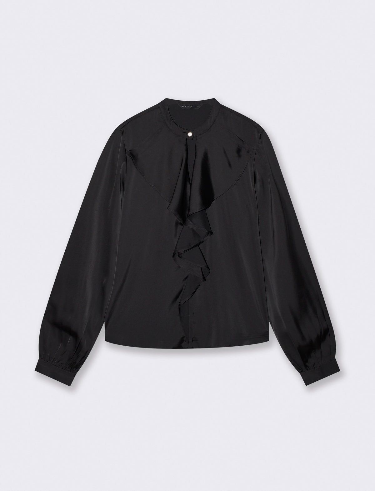Casacca collo coreano con rouches eleganti - Nero