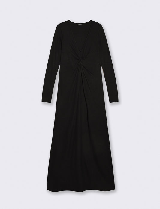 Long dress with elegant crossover - Black