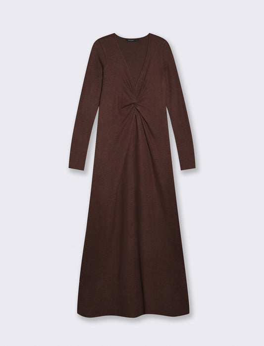 Long dress with elegant crossover - Brown