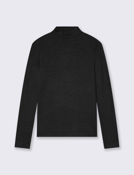 T-shirt basica manica lunga collo alto - Nero